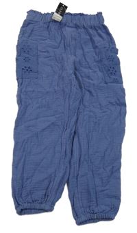 Nové - Tmavomodré mušelínové nohavice Dunnes