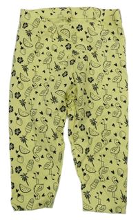 Žlto-čierne crop legíny s obrázkami Lupilu