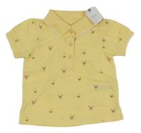 Nové - Žluté květované tričko s límečkem Next