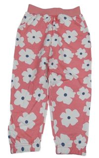 Ružovo-biele kvetované zateplené tepláky