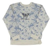 Bielo-svetlomodrá vzorovaná mikina s motýlkom Primark