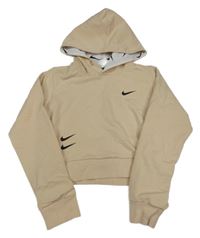 Béžová crop mikina s kapucí Nike 