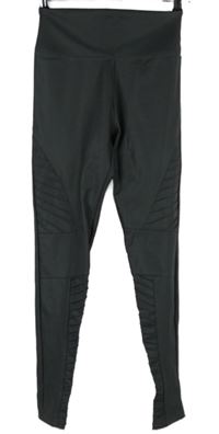 Dámské tmavošedé koženkové legíny 