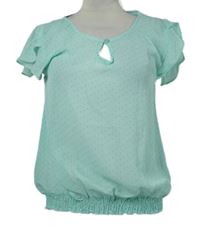 Dámská mátová puntíkovaná šifonová halenka Casual Clothing