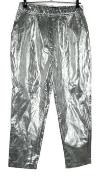 Dámské stříbrné koženkové kalhoty Zara 