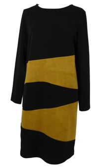 Dámské černo-hořčicové vzorované midi šaty 