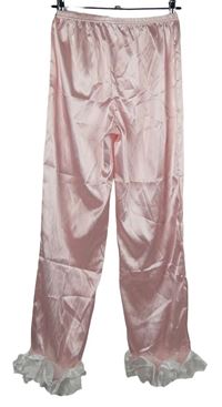 Dámské světlerůžové saténové pyžamové kalhoty 