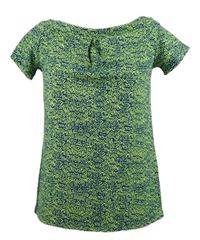 Dámské tmavomodro-limetkové vzorované tričko s lodičkovým výstřihem Next 