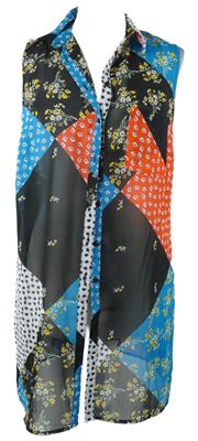 Dámska farebná vzorovaná žoržetová blúzka Papaya