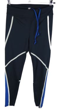 Dámské tmavomodré sportovní legíny s pruhy H&M