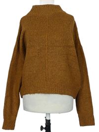 Dámsky hnedý crop sveter so stojačikom New Look