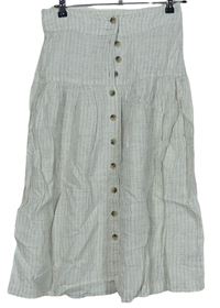 Dámska sivá kockovaná midi ľanová sukňa M&S