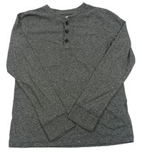 Čierne melírované tričko s gombíky H&M