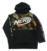 Černo-army mikina s logem a kapucí 