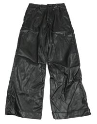 Černé koženkové kalhoty H&M