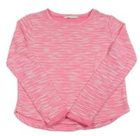 Neónově ružovo-biele melírované úpletové tričko H&M
