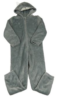 Šedá chlupatá kombinéza s kapucí- medvídek Next