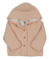 Svetloružový chlpatý trblietavý prepínaci zateplený sveter s kapucňou C&A