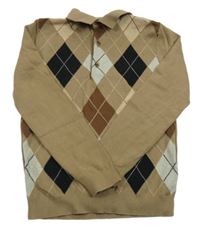 Béžový károvaný sveter Next