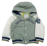 Kaki-šušťáková jarná bunda s nápisom a kapucňou C&A