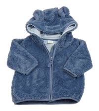 Tmavomodrá chlupatá propínací mikina s kapucí Next