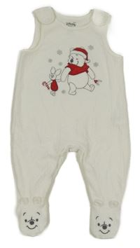 Bílé sametové dupačky s medvídkem Pú Disney