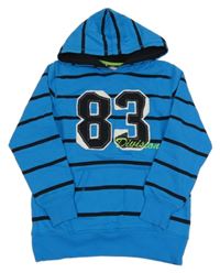 Azurová pruhovaná mikina s číslom a kapucňou Yigga