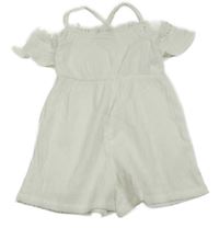 Bílý kraťasový overal s krajkou Shein