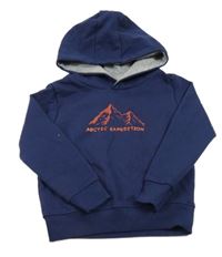 Tmavomodrá mikina s potlačou a kapucňou Lupilu