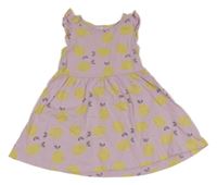 Lila bavlnené šaty s citrony Zeeman