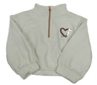 Biely žinylkový sveter so srdíčkem z flitrů