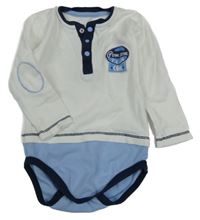 Modro-bílé body s nášivkou 