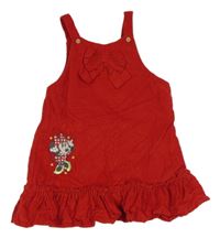 Červené menšestrové na traké šaty s Minnie a mašlou Disney