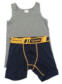 2set - Sivý nátělník - tmavomodré športové boxerky