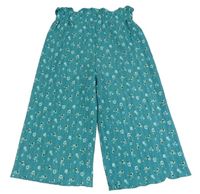 Zelené plisované kvetované culottes nohavice George