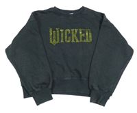 Antracitová crop mikina s nápisem z kamínků H&M