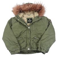 Khaki šušťáková zimná bunda s kapucňou Crafted