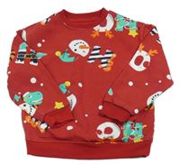 Červená mikina so sněhuláky Primark