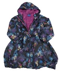 Čierno-fialová šušťáková jarná parka s kapucí - Ledové království Disney