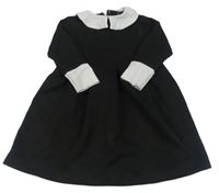 Čierne semišové šaty s golierikom