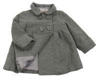 Šedý vlněný podšitý kabát Zara