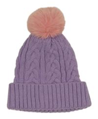 Lila čapica s copánky a brmbolcom
