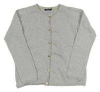 Sivý prepínaci sveter so zlatým lemem