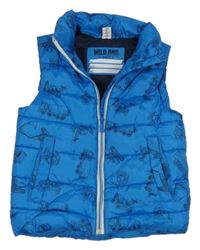 Modrá šušťáková zateplená vesta s nákladiakmi Dopodopo