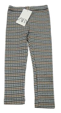 Nové - Béžovo-modro-skořicové vzorované tregíny Zara