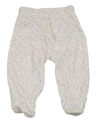 Bílé sametové polodupky s ružovými hviezdičkami Vertbaudet