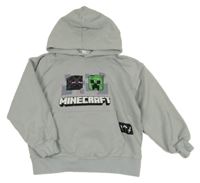 Sivá mikina s potlačou a kapucí - Minecraft