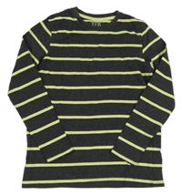 Tmavošedo-limetkové pruhované tričko Y.F.K.