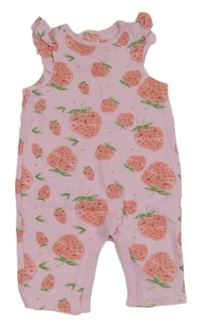 Světlerůžový overal s jahodami a volánky 