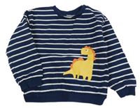 Tmavomodro-biela pruhovaná mikina s dinem